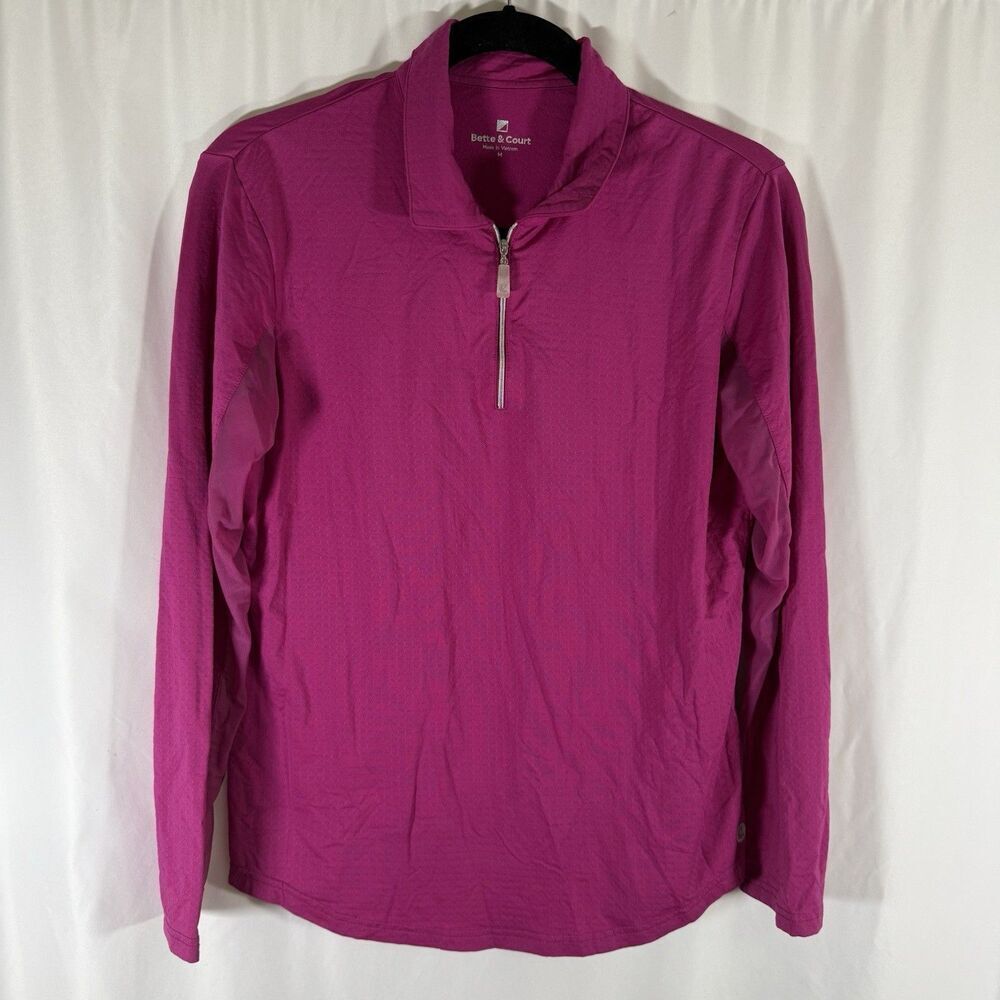 Bette & Court Jacket Womens Medium Pink 1/4 Zip Long Sleeve Lightweight Pullover